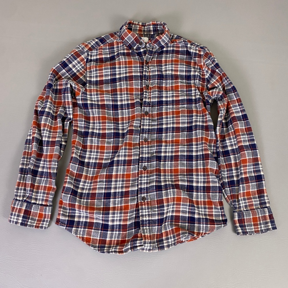 Croft & Barrow Flannel Shirt Men's Small Red Blue Plaid Long Sleeve Button Up